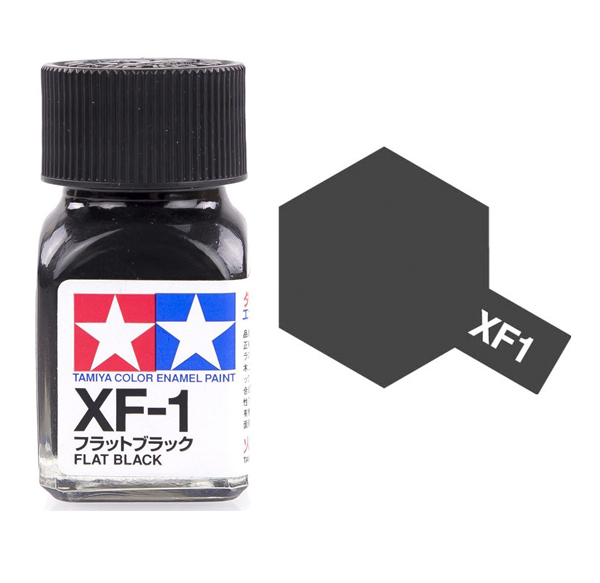 Краска эмалевая черный матовый XF-1 Flat Black,10мл. - 80301