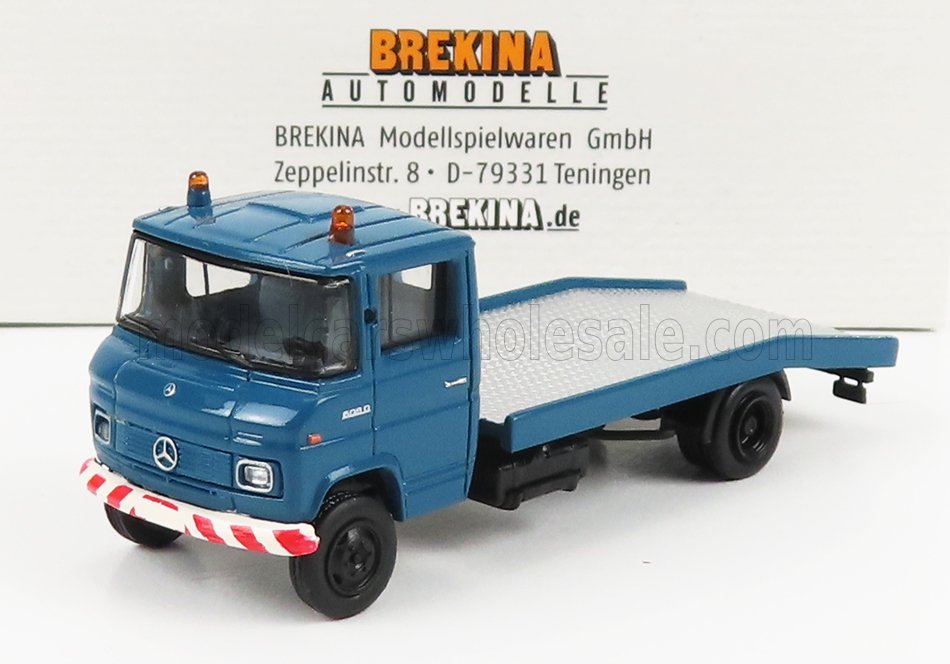 1:87 MERCEDES BENZ L608d Truck 1980 - Carro Attrezzi - Wrecker Road Service, Blue - BRE36735