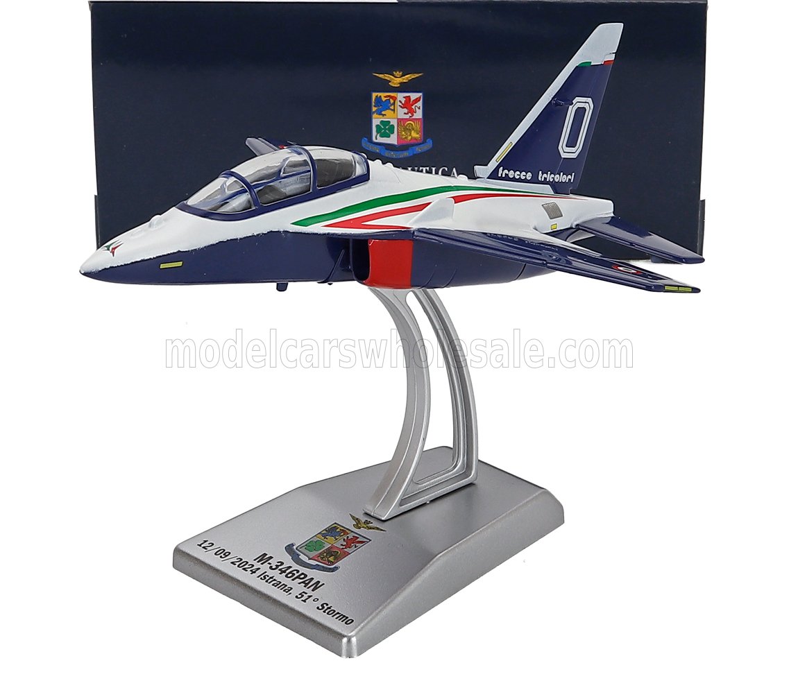 1:100 AERMACCHI M-346a Airplane N 0 Aereoporto Militare Di Istrana 51th Stormo - Cerimonia Di Rientro Dal North America Tour Frecce Tricolori, Blue White - IT48267