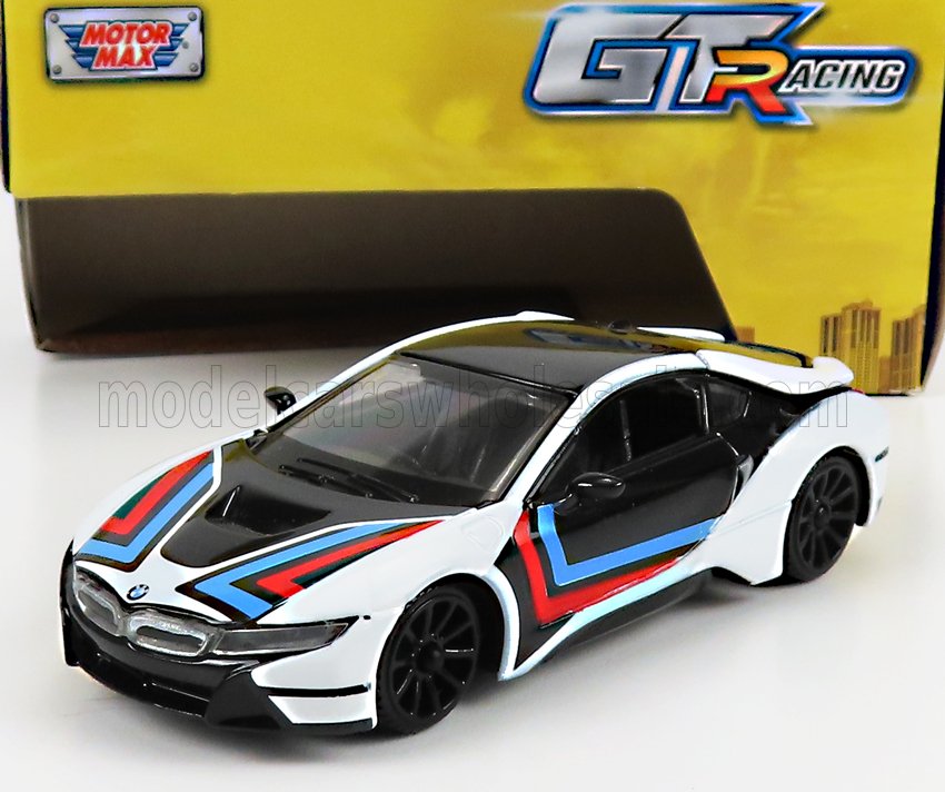1:43 BMW I8 Coupe Gt Racing (2018), White Black Blue Red - 79413