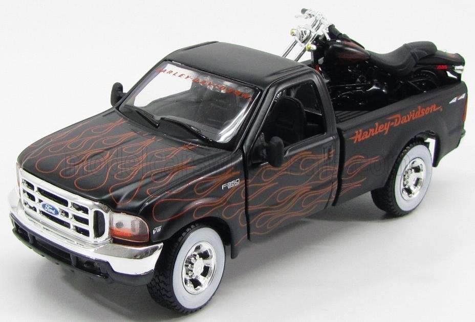 1:27 FORD F-350 Super Duty Pick-up Custom Harley-davidson (1999) - Harley-davidson Fxstb Night Train (2002), Matt Black - 32181