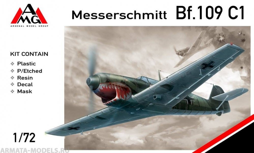 1:72 Сборная модель Самолет Messerschmitt Bf.109C-1 - 72405