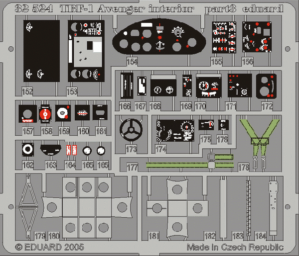 1:32 Цветное Фототравление для TBF-1 interior - 32524