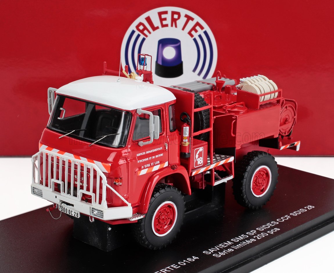 1:43 SAVIEM Sm5 Camiva Tanker Truck Sp Sides Ccf Sdis 28 Sapeurs Pompiers (1976), Red White - ALERTE0164