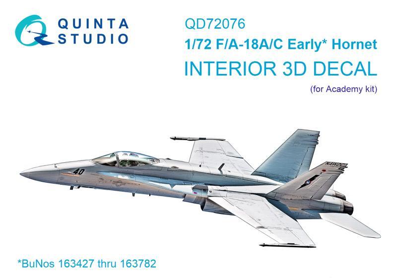 1:72 3D Декаль интерьера кабины F/A-18A/C early (Academy) - QD72076