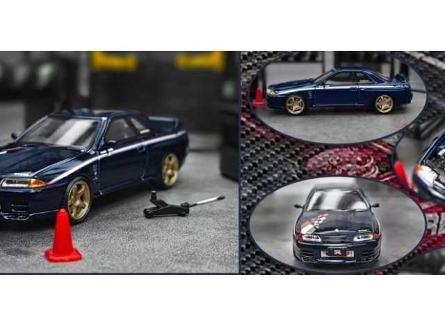 1:64 Nissan Skyline GTR-R32 with opening hood, blue - FH005