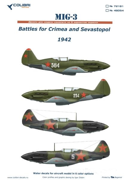1:48 Декаль для МиГ-3 'Битва за Крым и Севастополь 1942г.' - 48054