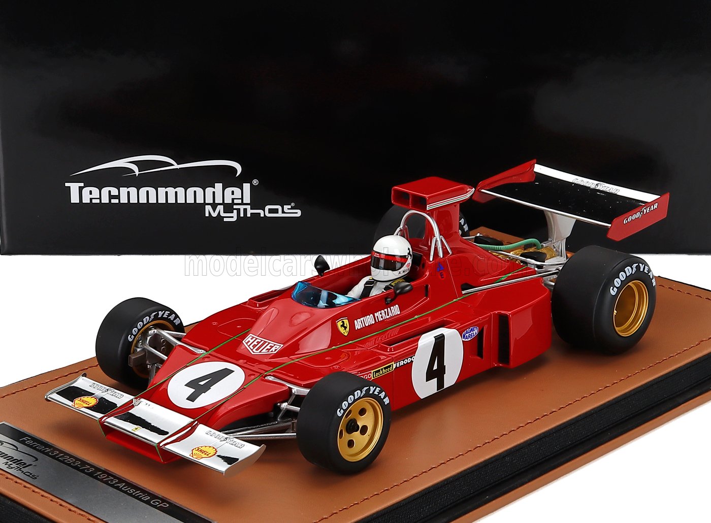 1:18 FERRARI F1 312 B3 N 4 Austrian Gp (with Pilot Figure) Arturo Merzario (1973), Red Silver - TMD18-412A