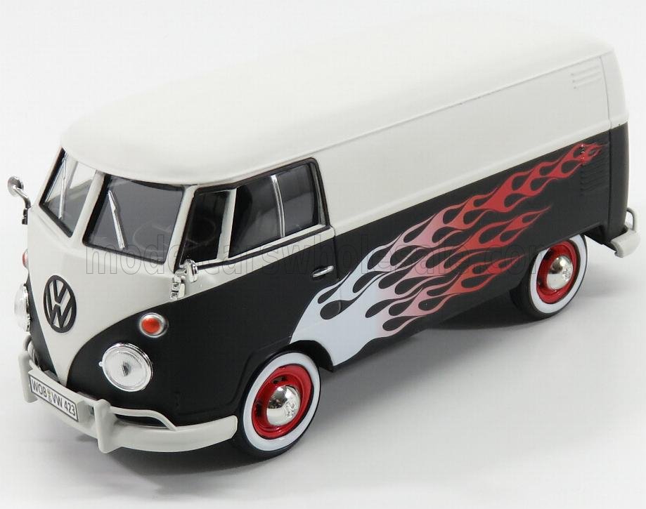 1:24 VOLKSWAGEN T1 Type 2 Van Custom Garage (1962), Matt Black White - 79566