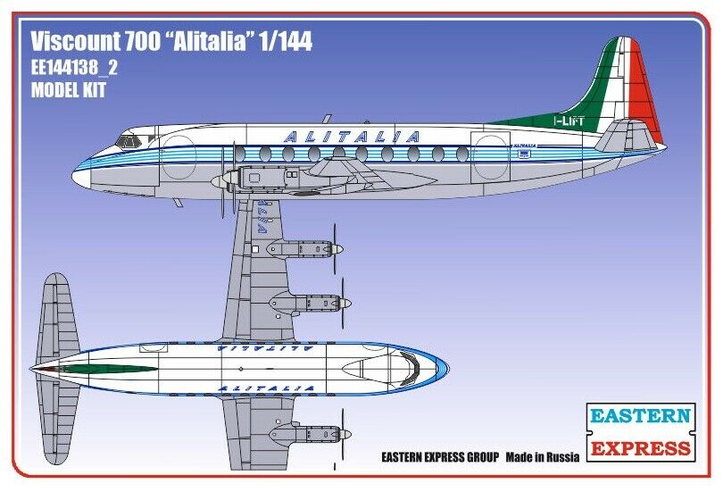 1:144 Сборная модель Гражданский авиалайнер Viscount 700 ALITALIA - 144138-2