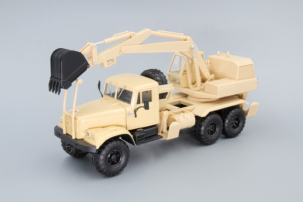 1:43 КРАЗ 255Б ЭОВ-4421 Экскаватор, бежевый - H740