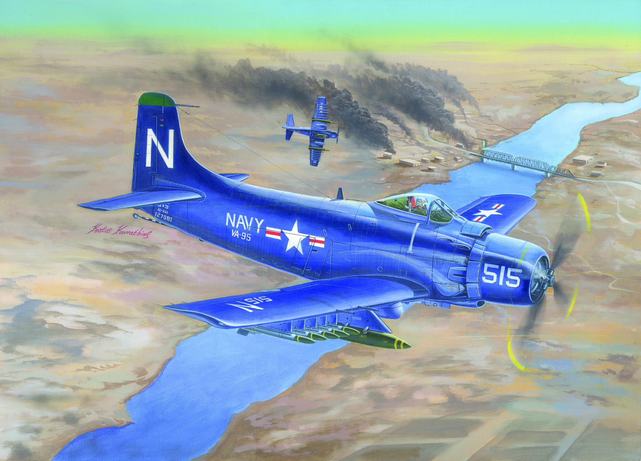 1:32 Сборная модель Самолёт  A-1D AD-4 Skyraider - 02252