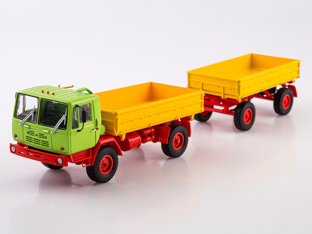 1:43 КАЗ-4540 с прицепом ГКБ-8535, зеленый / оранжевый / красный - 103762