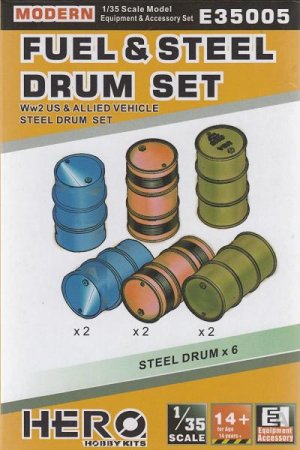 1:35 Сборная модель Fuel & Steel Drum Set WW2 Us & Allied Vehicles & Modern - E35005