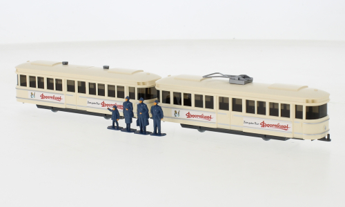 1:87 Набор Двухсекционных трамвай с фигурками, бежевый - PMS 238982