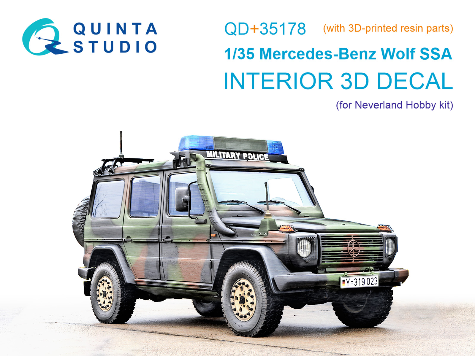 1:35 3D Декаль интерьера кабины Mercedes-Benz Wolf SSA (Neverland Hobby) (с 3D-печатными деталями) - QD+35178