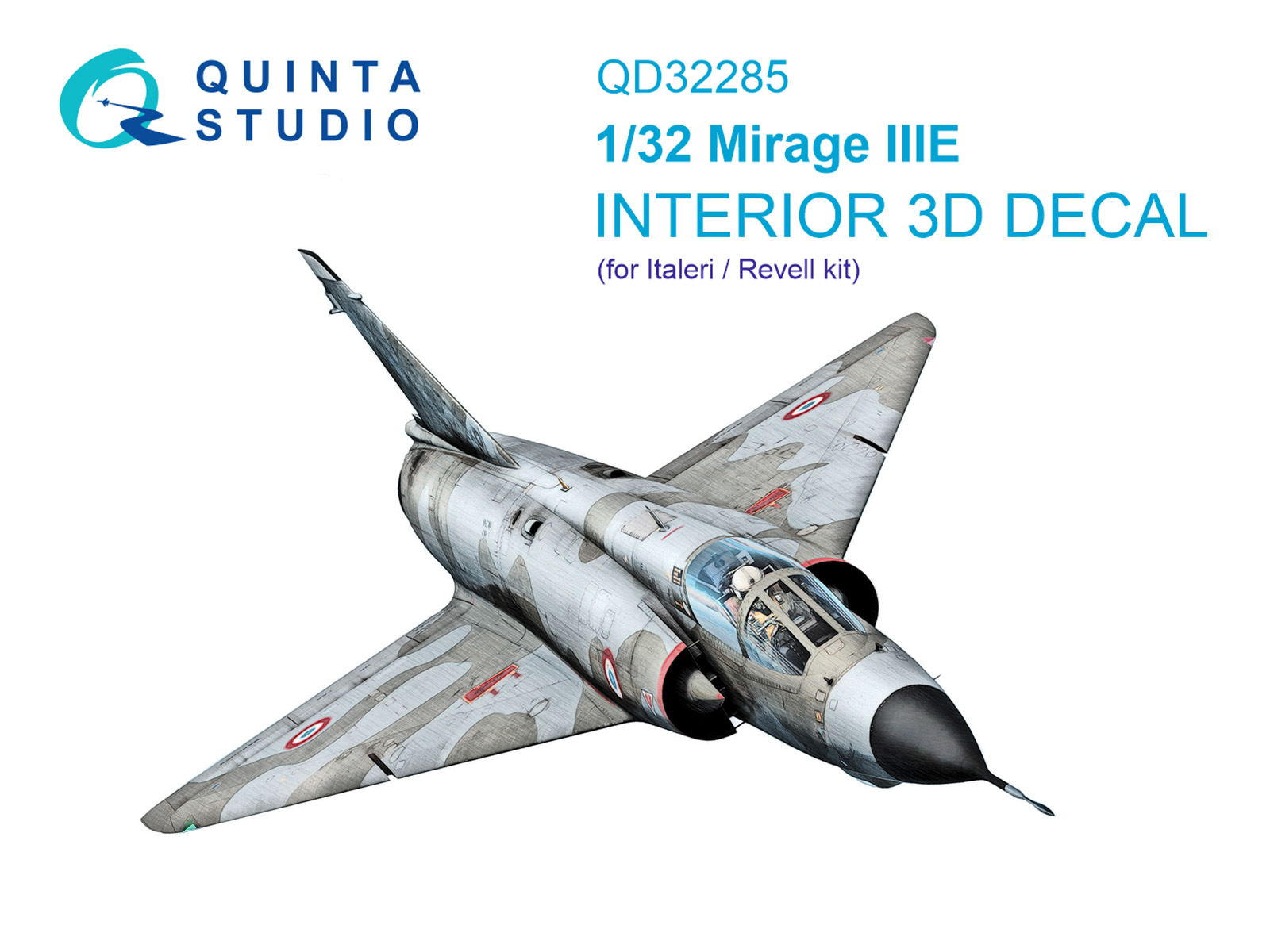 1:32 3D Декаль интерьера кабины Dassault Mirage IIIE (Italeri / Revell) - QD32285