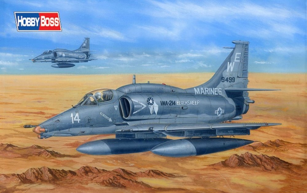 1:48 Сборная модель Американский истребитель A-4M Sky Hawk - 81766