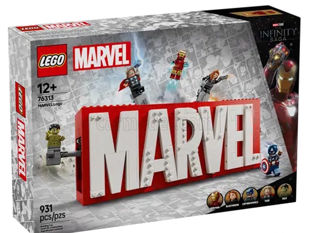Сборная модель фигурка Marvel - Logo & Minifigures - 931 штук - 76313