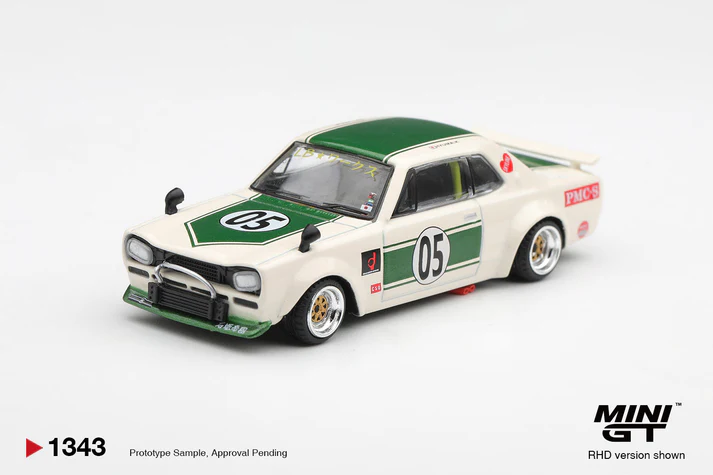 1:64 NISSAN Skyline GT-R (KPGC10) LB-Works Hakosuka (1971), white / green - MGT01343-R