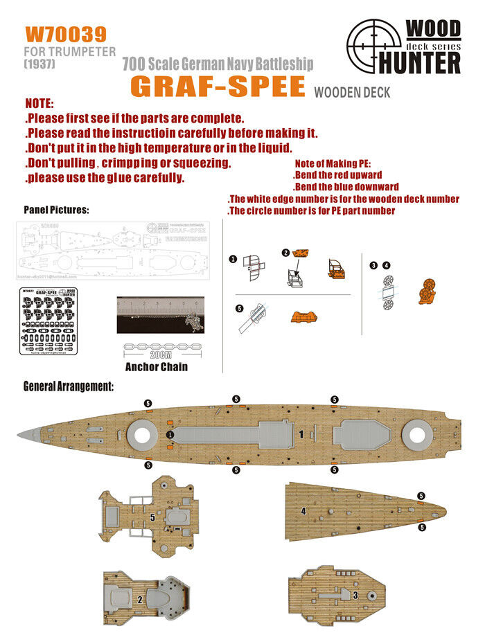 1:700 Набор деталей WWII German Graf-spee Panzerschiff 1937 - W70039