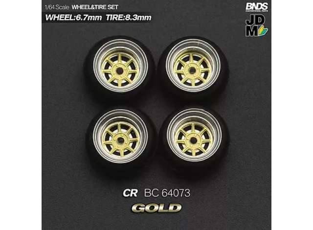 1:64 CR Alloy Wheel & Rim set, gold/chrome - BC64073