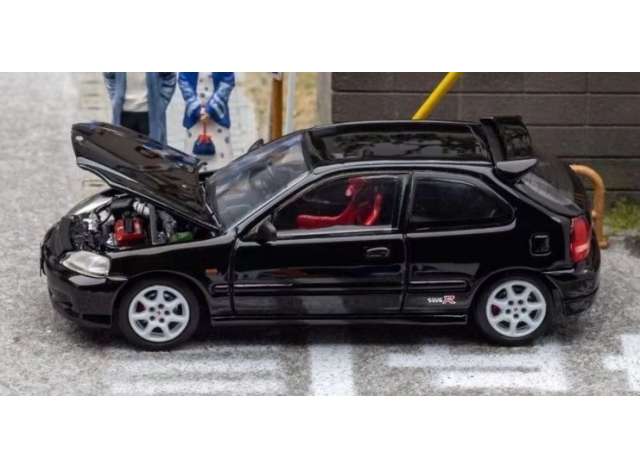 1:64 Honda EK9 with opening hood, black - FH033