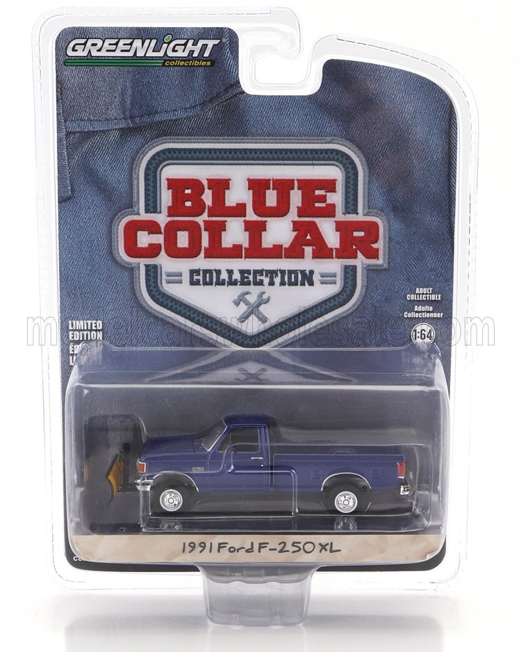 1:64 FORD F-250 Xl With Snow Plow Spazzaneve Pick-up (1991), Blue - 35280-E