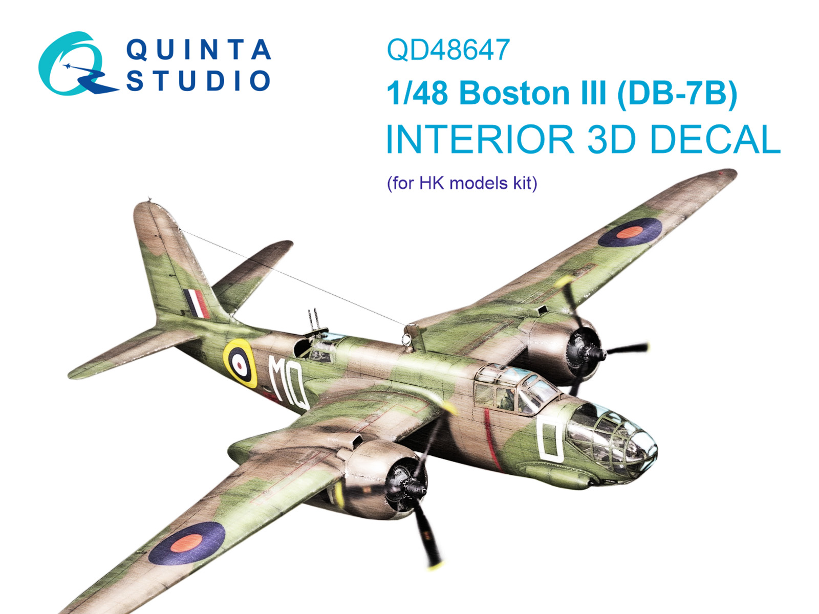 1:48 3D Декаль интерьера кабины Boston III (DB-7B) (HK models) - QD48647