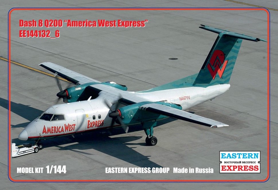 1:144 Сборная модель Пассажирский самолет  Bombardier Dash 8 Q200 (American West Express) - 144132-6