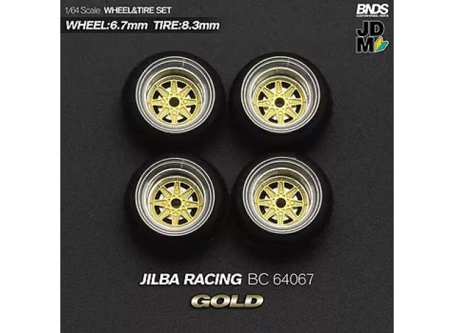 1:64 Jilba Racing Alloy Wheel & Rim set, gold/chrome - BC64067