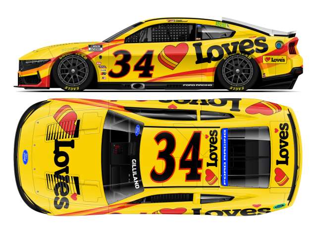 1:64 Ford Mustang #34 Todd Gilliland *Love`s*, yellow/red 2026 - C342661LTSTG