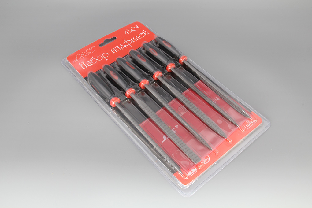 Набор надфилей с ручками, 6 шт., блистер + чехол - 4304