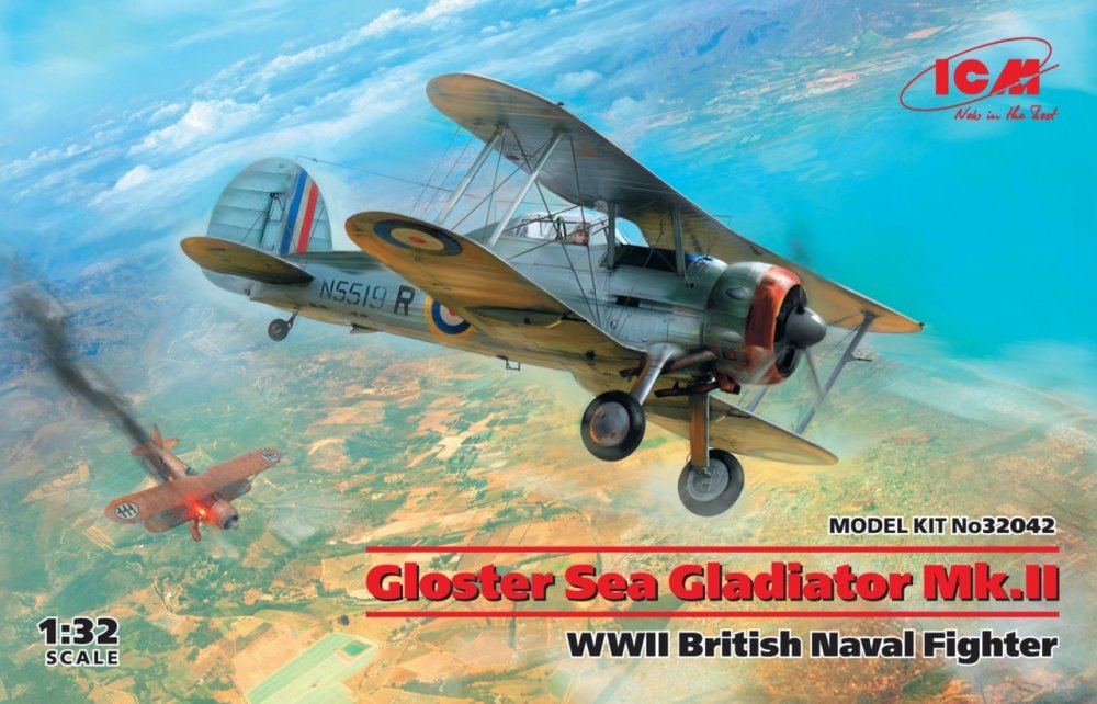 1:32 Сборная модель Gloster Sea Gladiator Mk.II , Британский морской истребитель II МВ - 32042