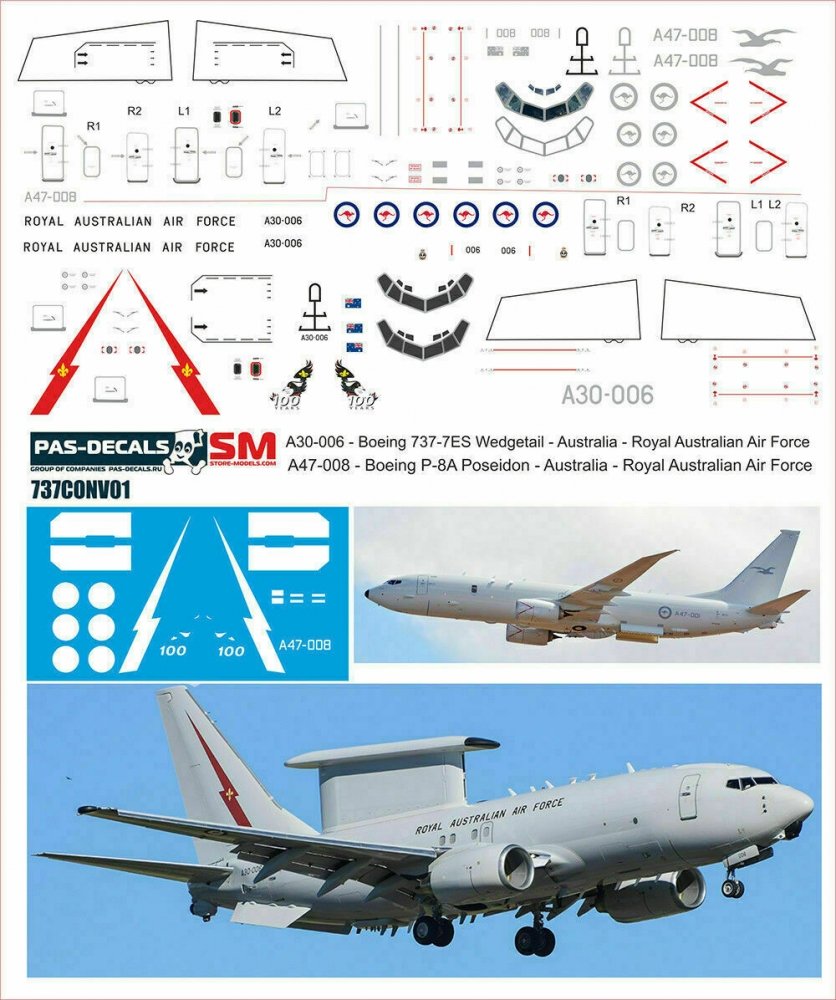 1:144 Декаль на Boeng 737-8 Конверсия Австралийские Авилинии - 737CONV-01