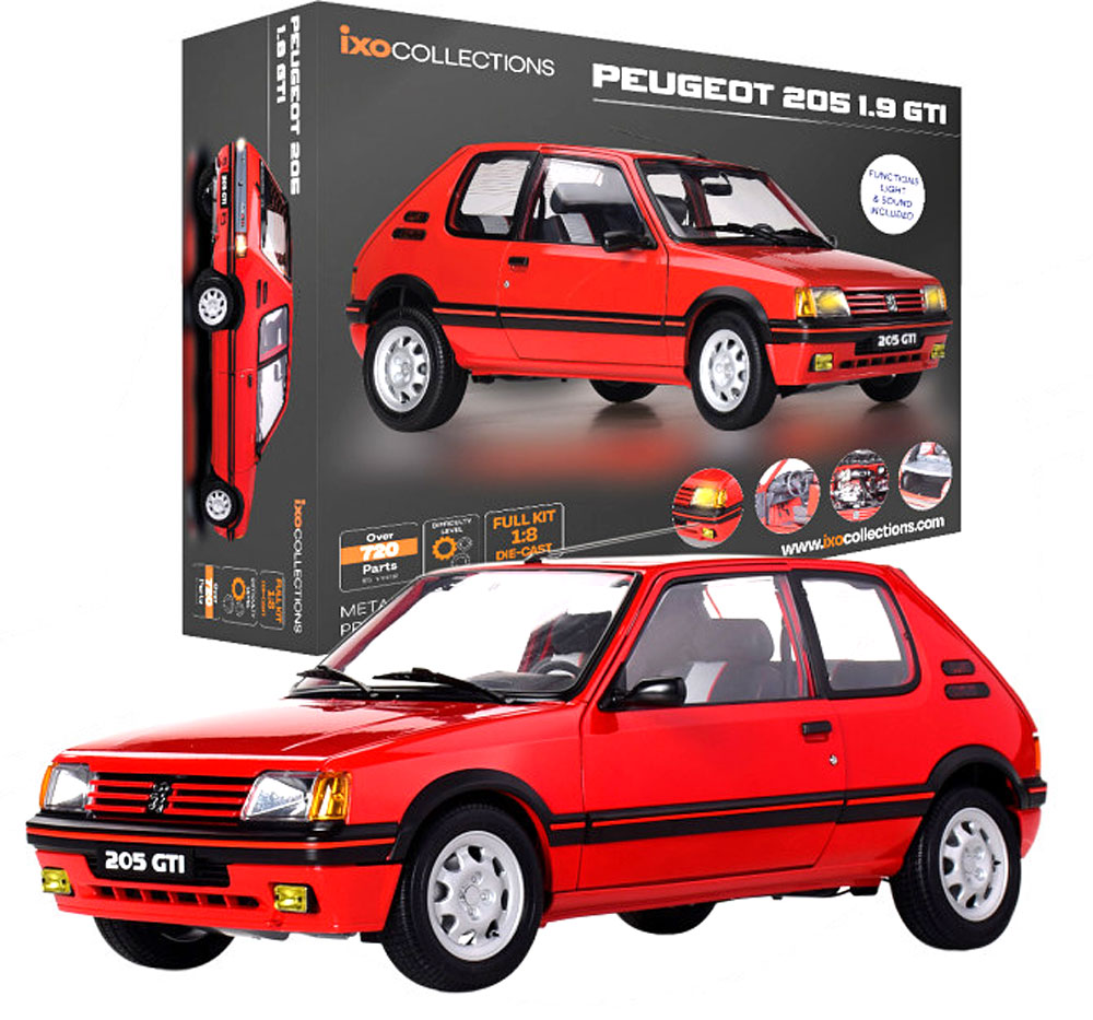 1:8 Сборная модель PEUGEOT 205 1.9 GTI KIT with 720 parts, mit Beleuchtung und Soundfunktion, red - 520010121