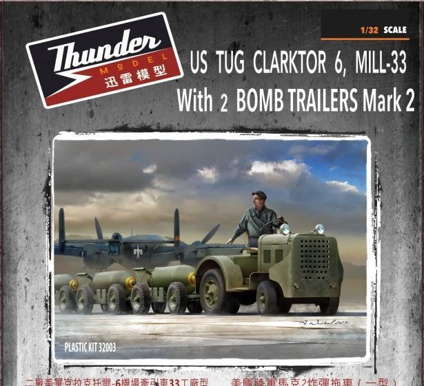 1:32 Сборная модель US Army Clarktor6 Mill33 with Bomb Trailers Mark 2 - TM32003