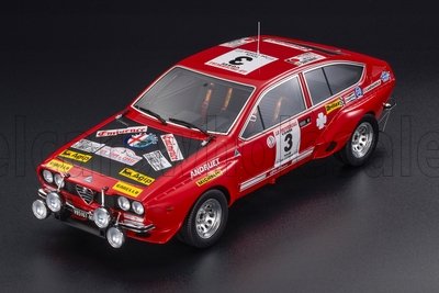 1:18 ALFA ROMEO Alfetta Gt Gr.2 (night Version) №3 3rd Rally Tour De Course (1975) Jean Claude Andruet - Yves Jouanny, Red Black - LS087B
