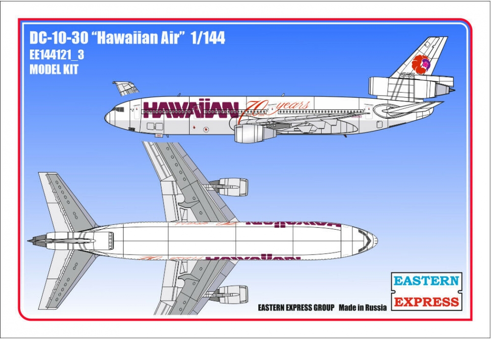 1:144 Сборная модель Авиалайнер DC-10-30 Hawaiian Air - 144121-3
