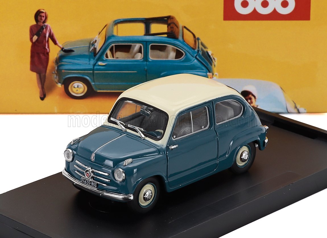 1:43 FIAT 600 Berlina 1-series (1955), Blu Chiaro - Blue Ivory - R247-05B