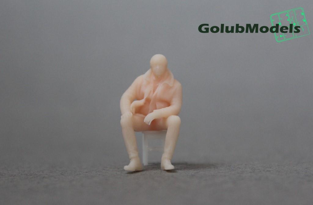 1:43 Фигурка мужик блатной сидит неокрашенная - 12276