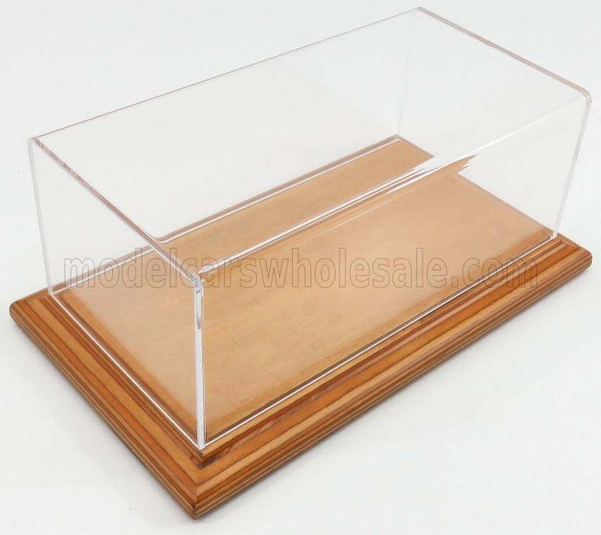 1:24 VETRINA DISPLAY BOX Aichi Base In Legno - Wood Linden Base - Lungh.lenght Cm 23 X Largh.width Cm 12 X Alt.height Cm 8.5 (altezza Interna 8.0 Cm ), Plastic Display - ATL10056