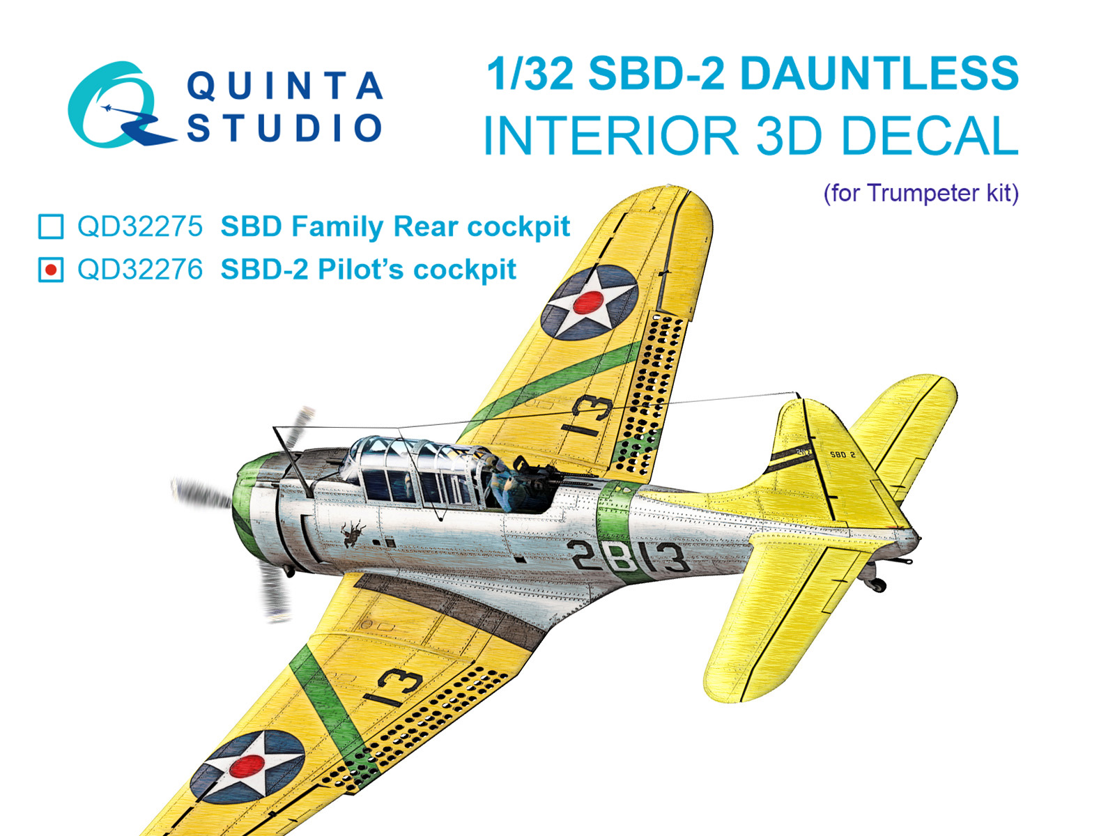 1:32 3D Декаль интерьера кабины пилота SBD-2 Dauntless (Trumpeter) - QD32276