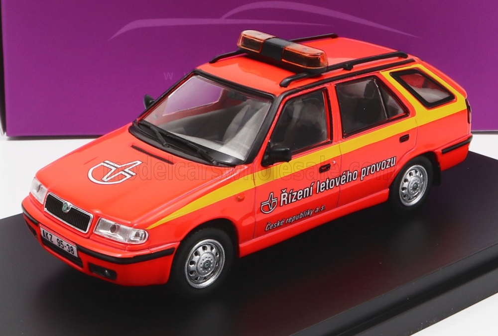 1:43 SKODA Felicia Fl Combi Sw Station Wagon Airport Service (1998), Red Fluo Yellow - 730XU