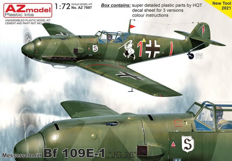 1:72 Сборная модель Bf 109E-1 JG.26 - AZ7697
