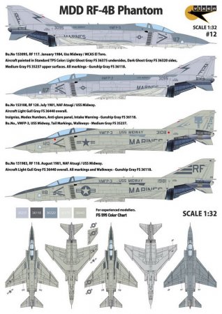 1:32 Сборная модель MDD RF-4B Phantom. 3 Marking options, Low Viz - 12
