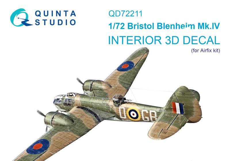 1:72 3D Декаль интерьера кабины Bristol Blenheim Mk.IV (Airfix) - QD72211