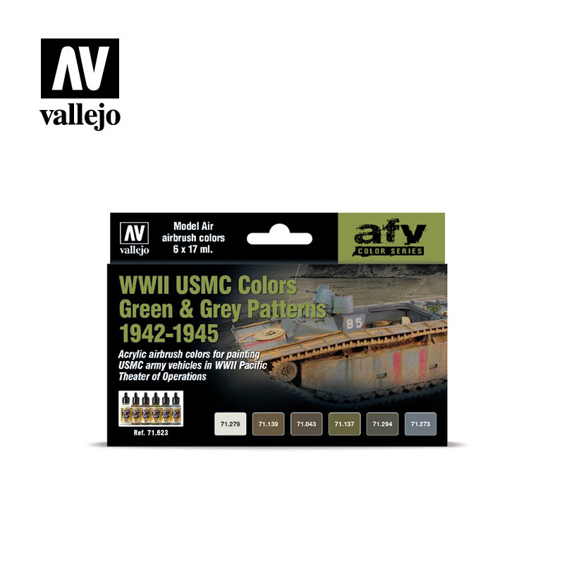 Набор Model Air WWII USMC COLORS GREEN&GREY PATTERNS (6цв.) - 71623
