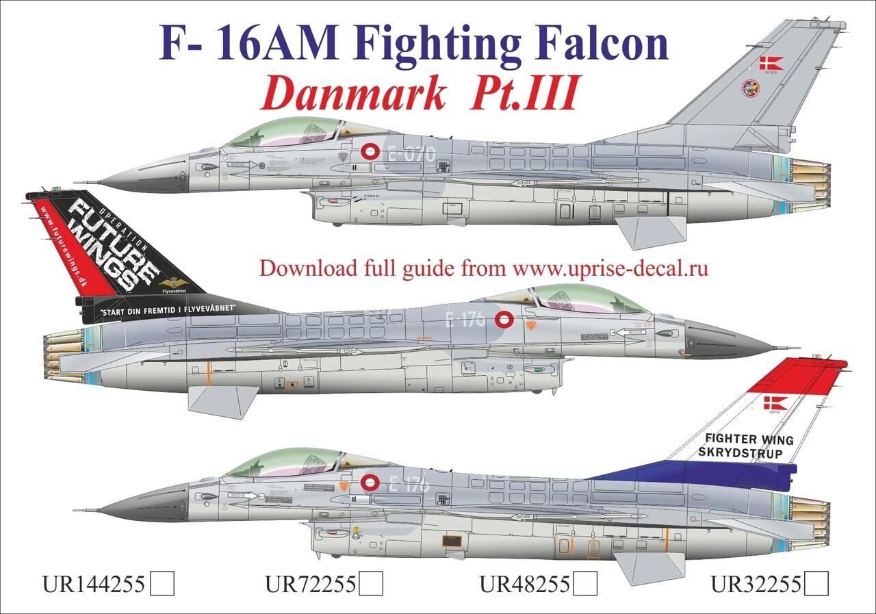 1:32 Декаль для F-16AM Fighting Falcon Danmark Pt.3 - UR32255