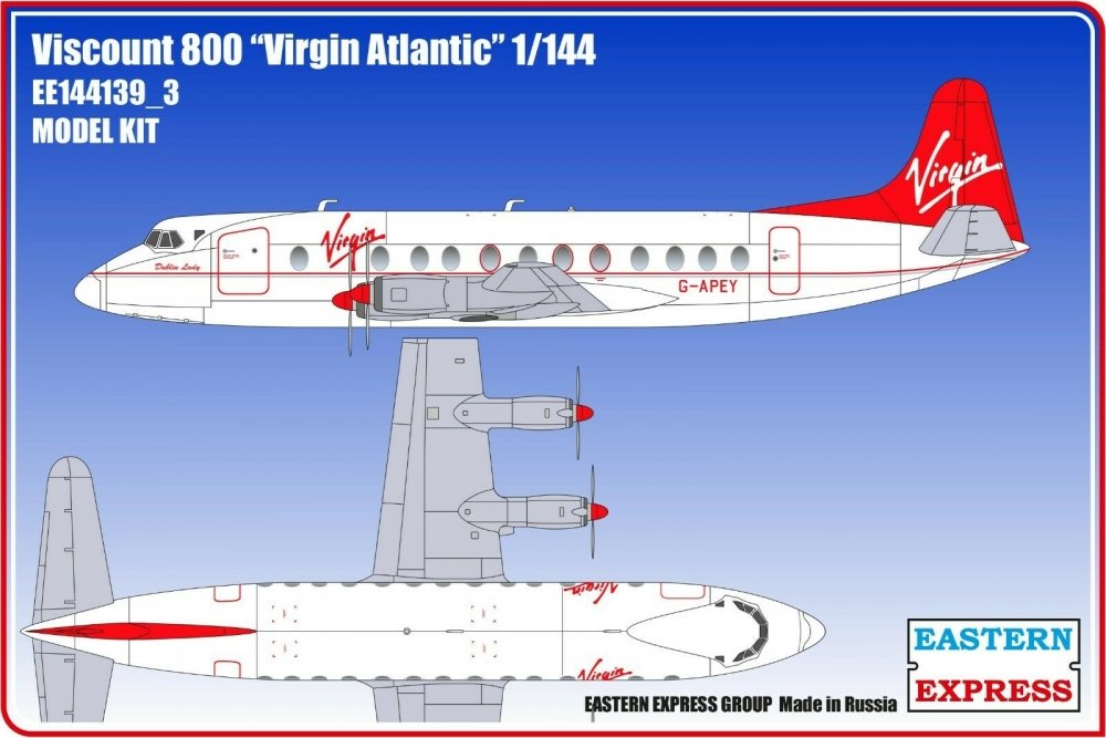 1:144 Сборная модель Самолёт Viscount 800 Virgin - 144139-3